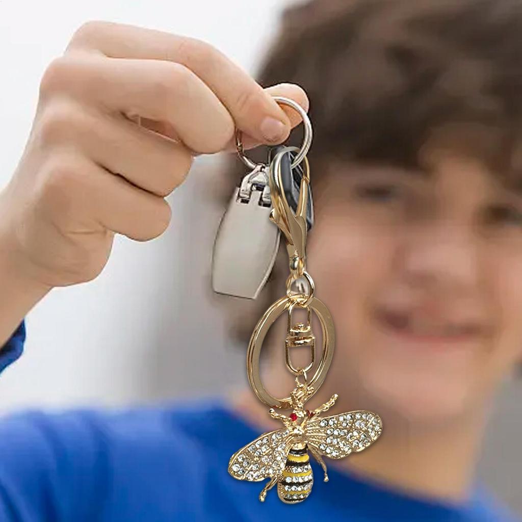 Bee Keychain Honeybee Car Keychain Backpack Decoration Key Holder Ring For Women Dad Sister Girls Teens Friends Teenagers