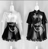 Blouse and Mini Cross Long Size L [MODKOKU] Women's Cape-Style 3-Piece Set, Skirt, Lace, Ruffles, Ribbons, Lolita, Design, Gothic, Lace-Up, Moe,