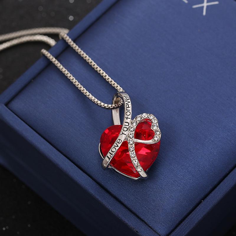 I Love You Forever "Crystal Heart Pendant Necklaces Woman Crystal Choker Necklace