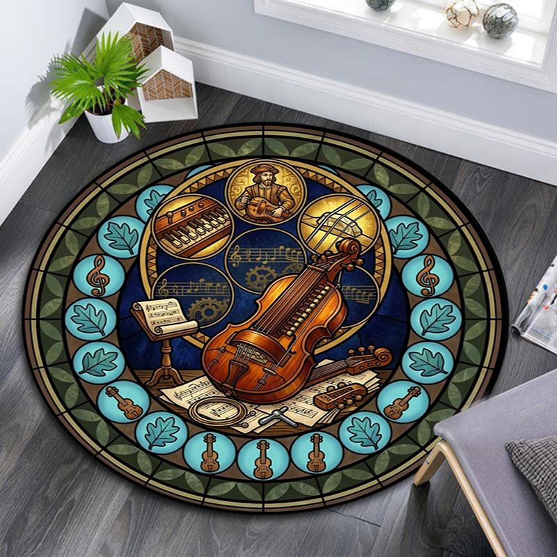 Harmonious Musical Harmony Round Area Rug Under Office Chairs Bedroom Living Room Home Decor