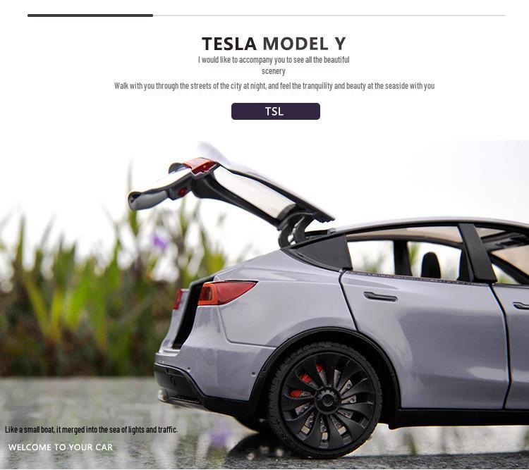 XLG1:24 Tesla Model Y Alloy Car Simulation Sedan Ornament Toy for Children.