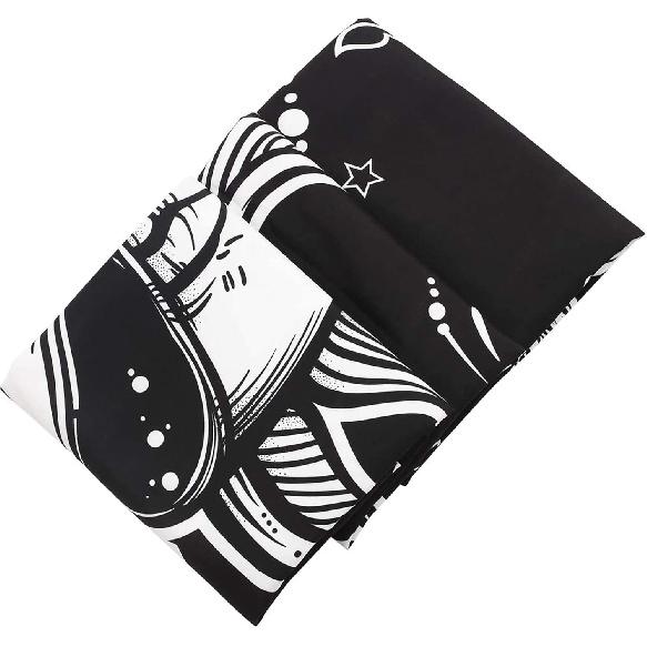 Ftuency Sun and Moon Tapestry, Black and White Tapestries Mystic Burning Sun with Star Wall Hanging decor for Bedroom (59" W x 51" L)