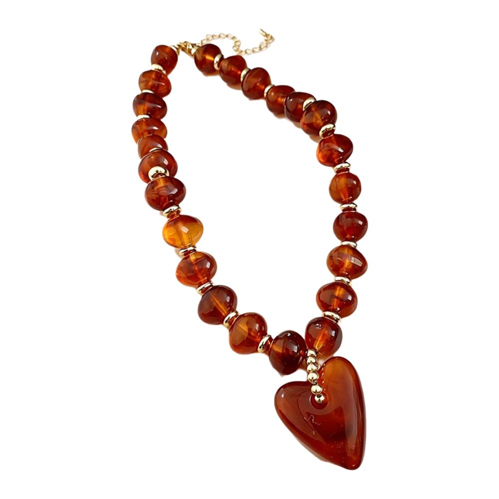Beads Beaded Necklace Bohemian Style Pendant Jewelry New Heart Pendant Necklace Party Accessory