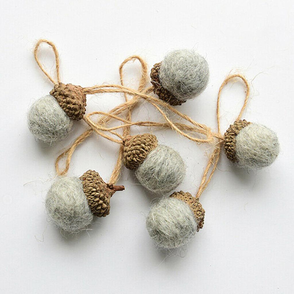 Christmas Felt Acorn Xmas Tree Hanging Decorations DIY Crafts Bundle of 6