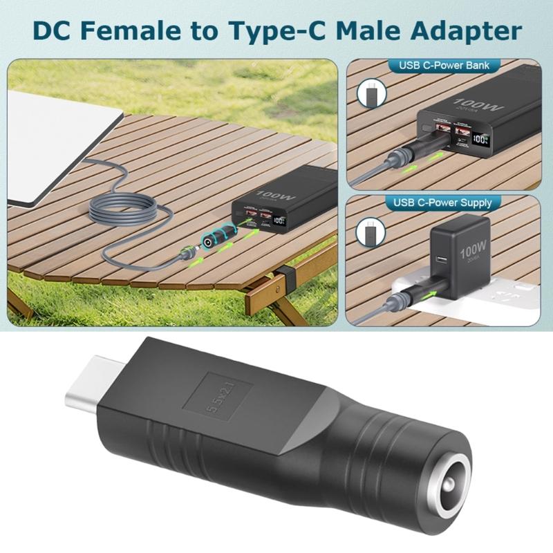 DC5521 Power Adapter USB C Male To DC5.5x2.1mm Converter for 20V Input PD100W Source for Mini