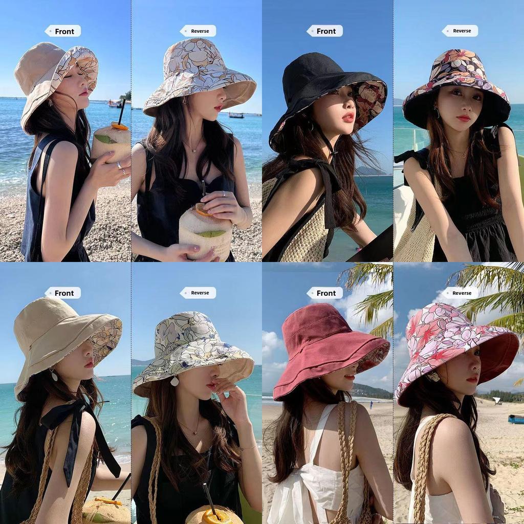 Summer Cotton Linen Fisherman Hat With Floral Pattern And Sun Protection For Women