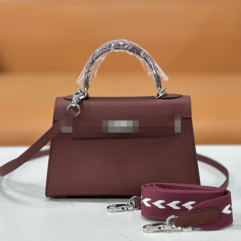 Second Generation Palm Print Cowhide Mini Small Keli Handbag 2025 New Bag Women's Commuter Versatile Shoulder Messenger Bag