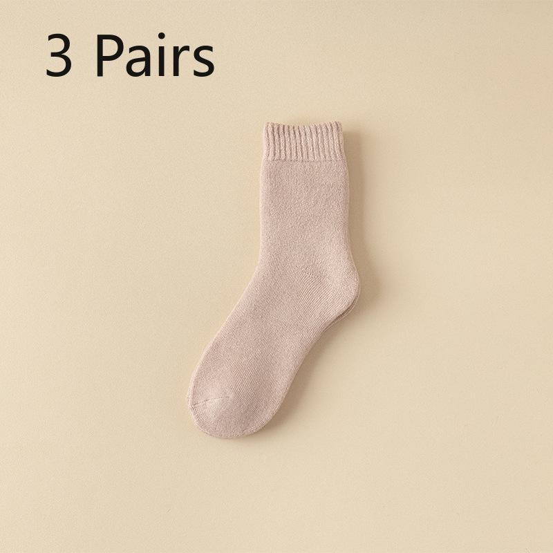 

3 пары женских осенне-зимних носков-гольфов из шерсти с добавлением бархата и утолщенных однотонных домашних носков для пола 3 Pairs