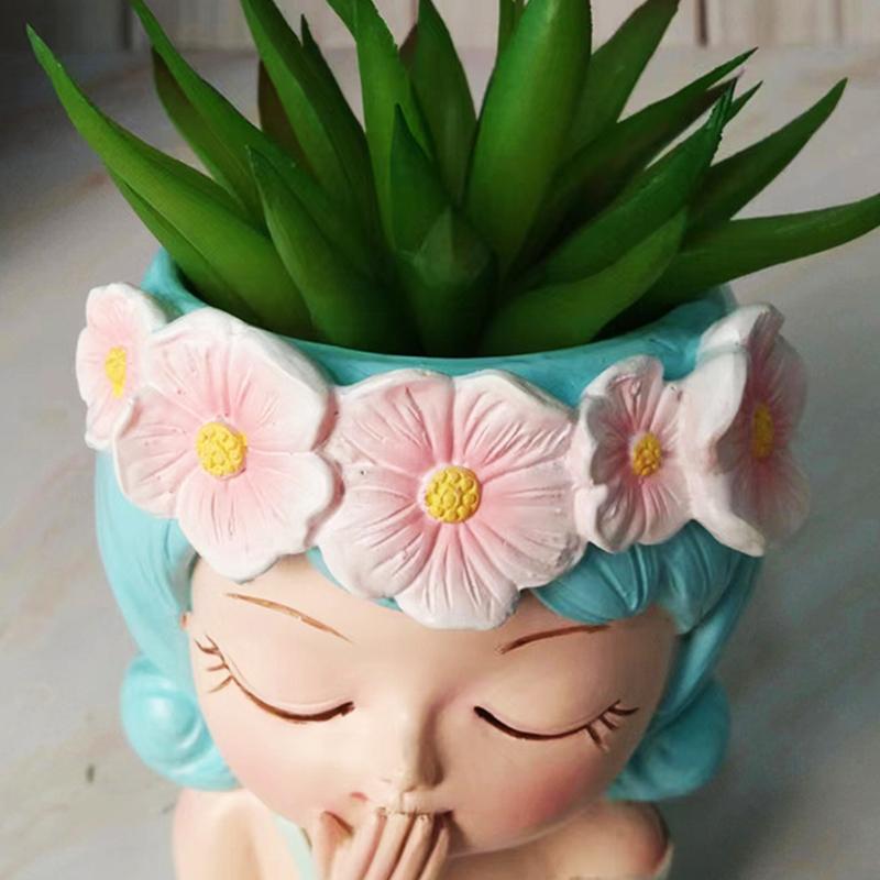Face Planters Pots Tabletop Decorative Decor Flower Vase Statue Fairy Flowerpot For Cafe Kitchen Drawing Room Bedroom Office