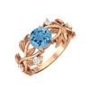 6MM Round Swiss Blue Topaz Gemstone 925 Sterling Silver Rose Plated Solitaire Ring