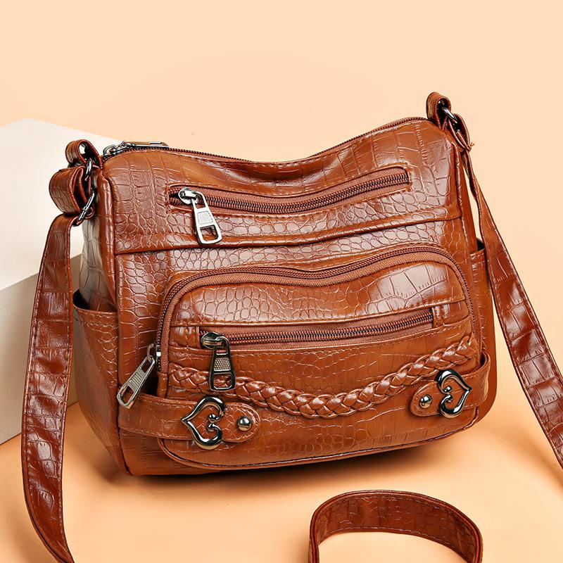 Fashionable Large-capacity Woven Crossbody Bag, Simple and Elegant Multi-layered Mom Bag