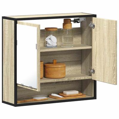 Bathroom Cabinet With Mirror, Sonoma Oak, 65X20X60 Cm