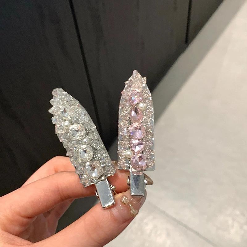 Korean Style Elegant Shiny Rhinestone Seamless Hair Clip Simple Versatile Fashion Side Clip Hair Accessories