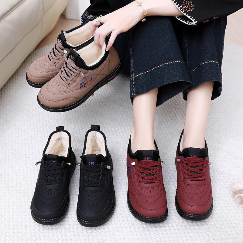 Fleece and Thickened Anti-slip Shoes, Fashionable and Versatile Cotton Shoes, Soft-soled Snow Boots for Women