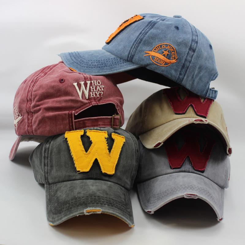 Cotton Embroidery Letter W Baseball Cap Snapback Caps Bone Casquette Hat Distressed Wearing Fitted Hat For Men Custom Hats 2023