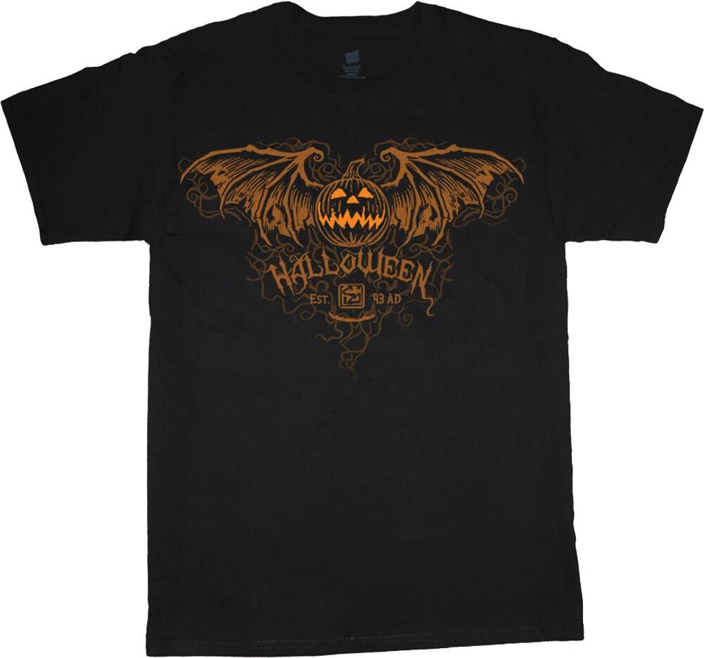 Jack-o-Lantern Pumpkin Bat Wings T-shirt Halloween Mens Tee M