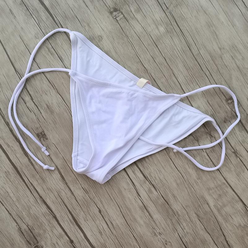 Solid Tie Side Bikini Bottom Women Brazilian Scrunch Butts Swimwear Female Swimming Trunk Brief