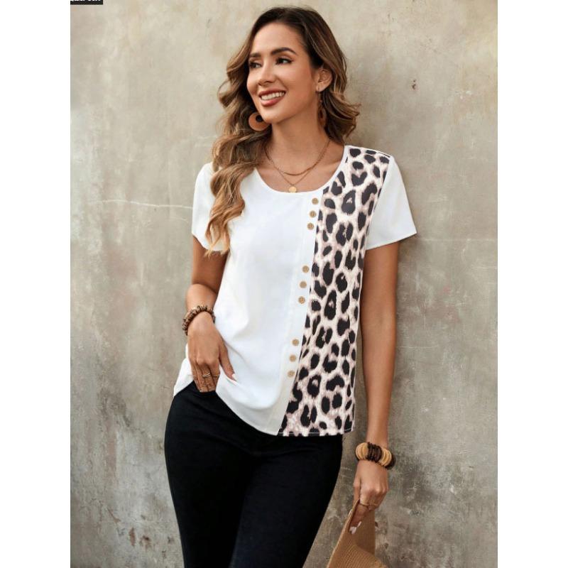 Women's short sleeve casual round neck T-shirt