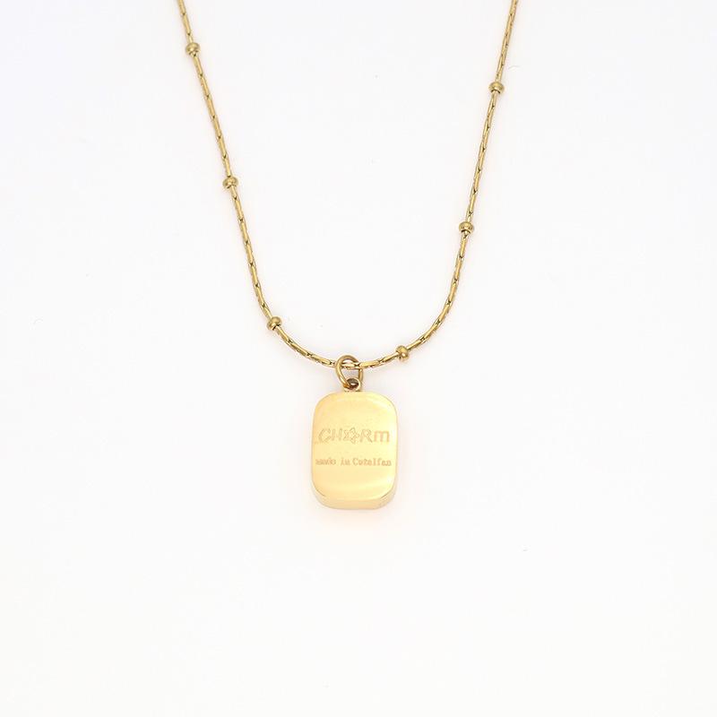 Accessories Light Luxury Niche Design Clavicle Chain High Sense Letter Square Pendant Titanium Steel Necklace Women'S Summer