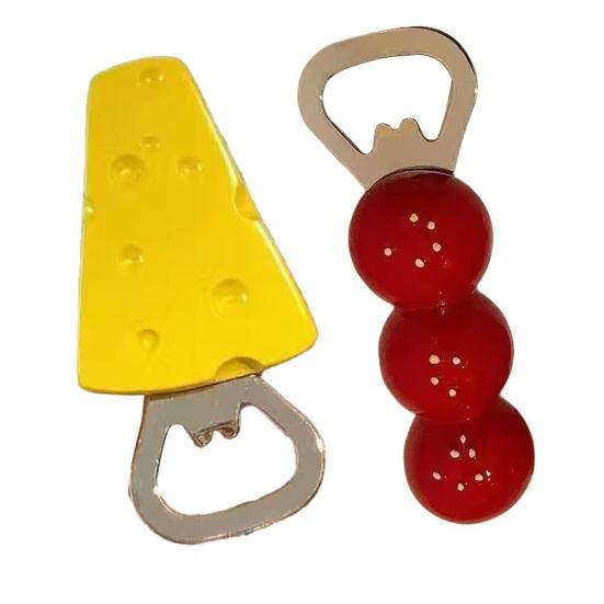 3D Cheese Bottle Opener Refrigerator Magnet Tanghulu Bottle Opening Tool Fridge Magnet Accessories Home Office Kitchen Decoration