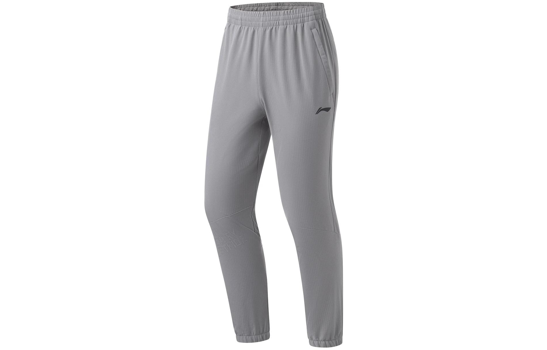 Коллекция для бега Li Ning Трикотажные спортивные штаны Мужские Серо-акулий Утепленные с манжетами AYKT049-3 L