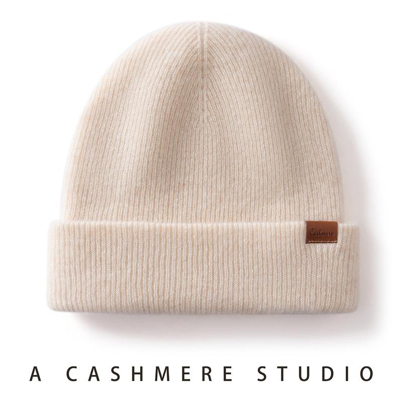 First-line ready-to-wear cashmere hat Double-layer thickened hat Men's and women's big head circumference head hat Cold hat for the elderly