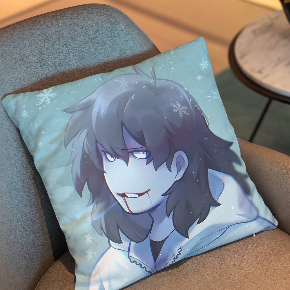 Creepypasta Jeff The Killer Pillow Case Square Double-Sided Printing Short Plush Sofa Cushion Cover Bedroom Bedside Pillow Peach skin 18*18(CM)-1Pcs