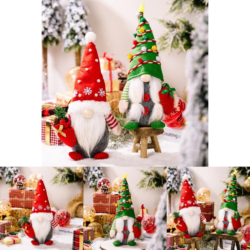 Cute Green Red Christmas Hat Gnome Doll With Snowflake Design For Cheer Seasonal