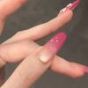 Nude Long Almond Rose Red Cat Eye Wearing Nail Spring and Summer Small Fresh Gradual Change Flower Nail Art Ice Through Advanced Sense