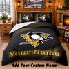 Pittsburgh Penguins Pattern Bedding 3Pcs Set Custom Name, Bed Sheet And Pillowcases For Home Bedroom