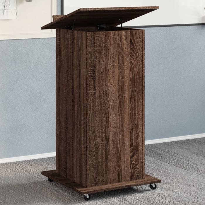 VidaXL Lectern and Wheels and Drawer Brown Oak Engineered Wood, Rostrum, Speaker's Stand, Lectern, Platform, Podium, 848030