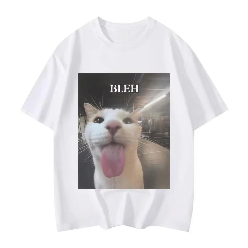 Bleh Funny Cat Meme Graphic Printed T Shirts Women Clothing Fashion Trend Tshirts Summer Casual Short Sleeve Clothing