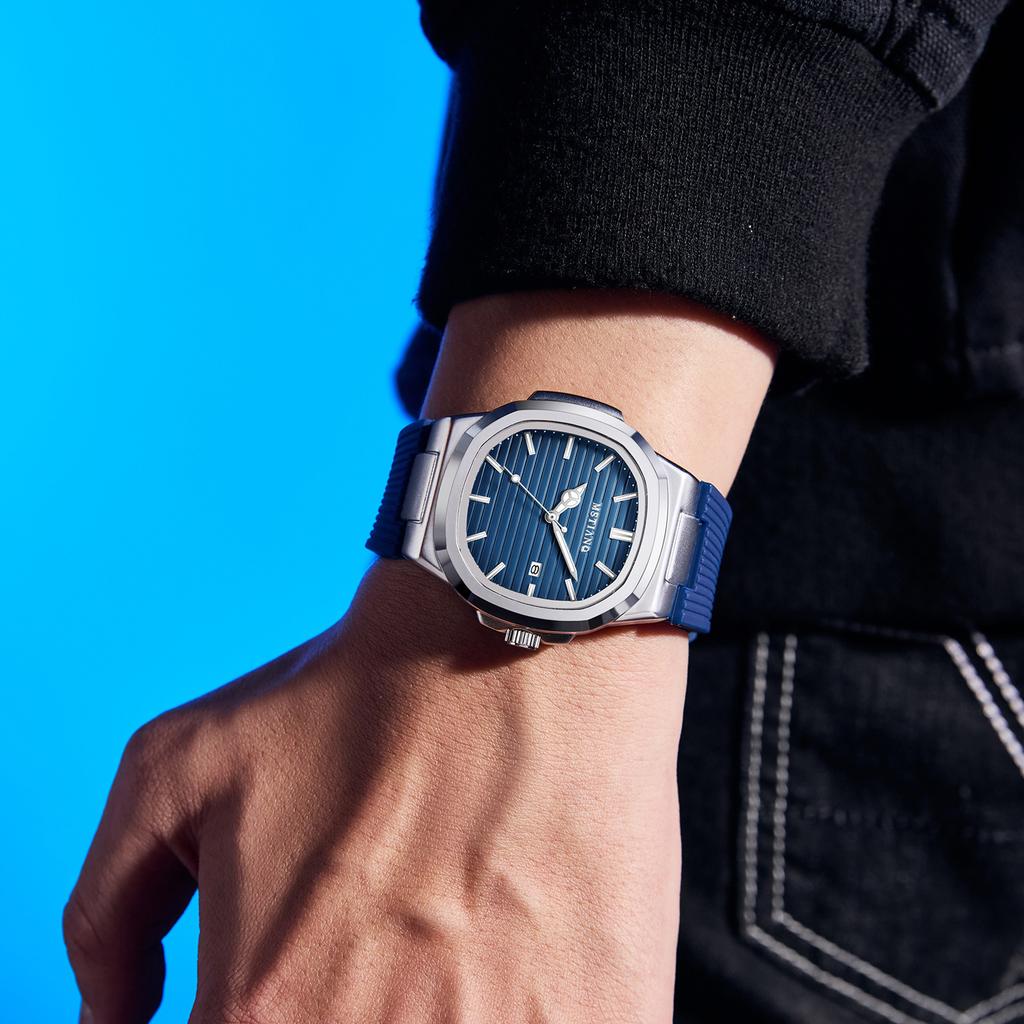 Silicone Strap Square Men'S Calendar Watch Luminous Quartz Watch Watch