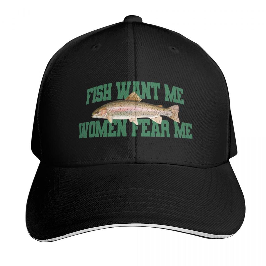 Fish Want Me Women Fear Me Meme Baseball Cap Thermal Visor Hats On Offer Luxury Women Cap Sun Hat Hats For Women Unisexs