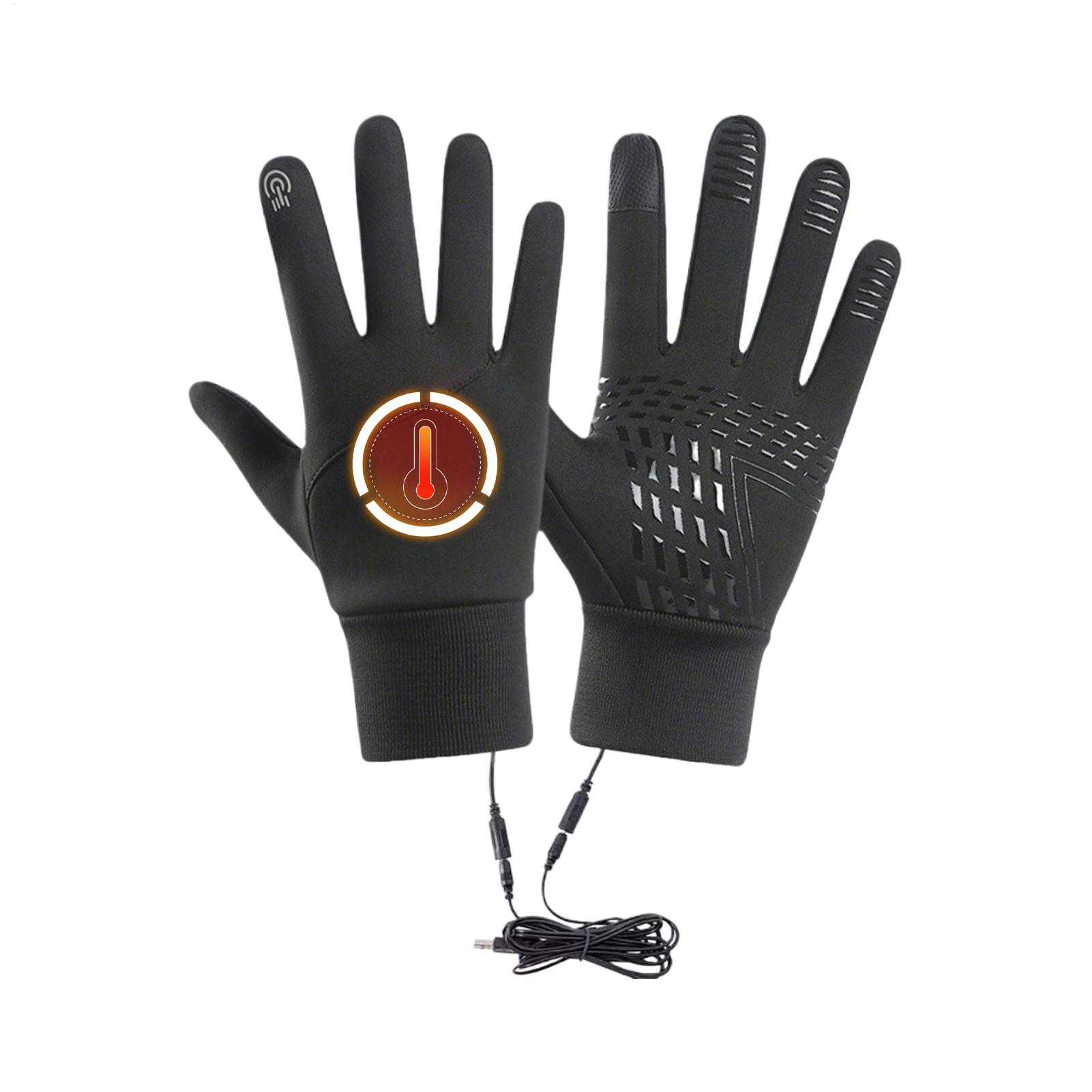 

USB Touch Screen Gloves Heated Motorcycle Gloves Anti-Slip Glove Windproof Cycling Mittens Electric Heating Gloves Sports Outdoo M