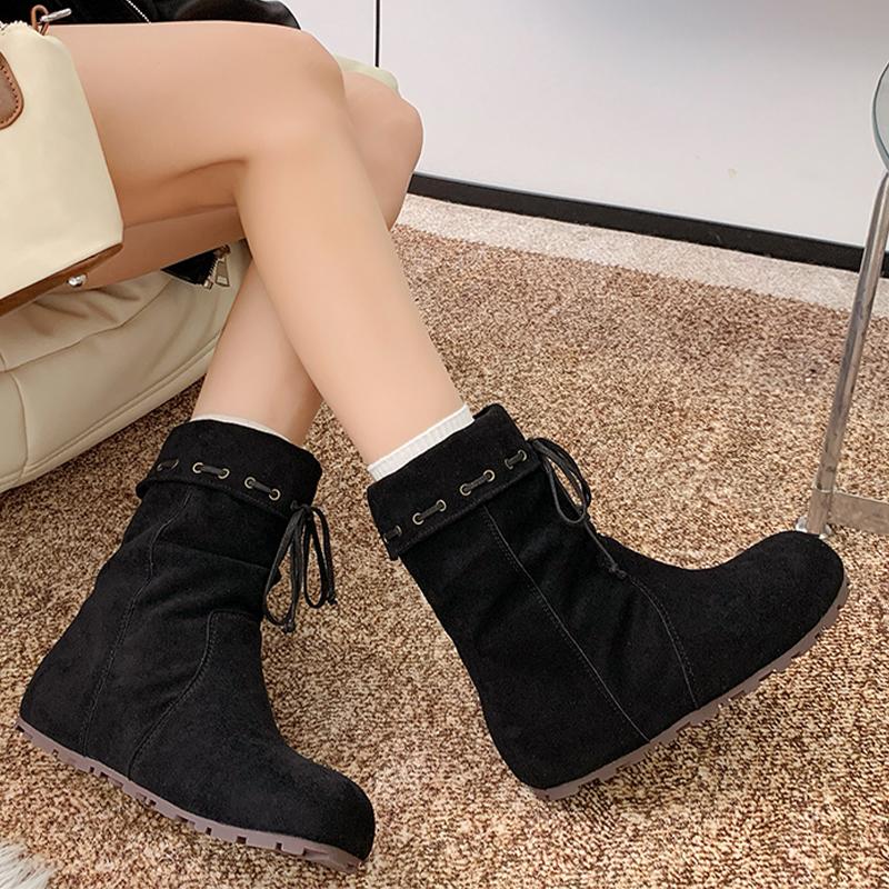Fashion Flats Women's Ankle Boots Suede Fashion Dress Shoes for Woman Casual Snow Boots 2025 Winter Designer Chelsea Botas Para Mujer