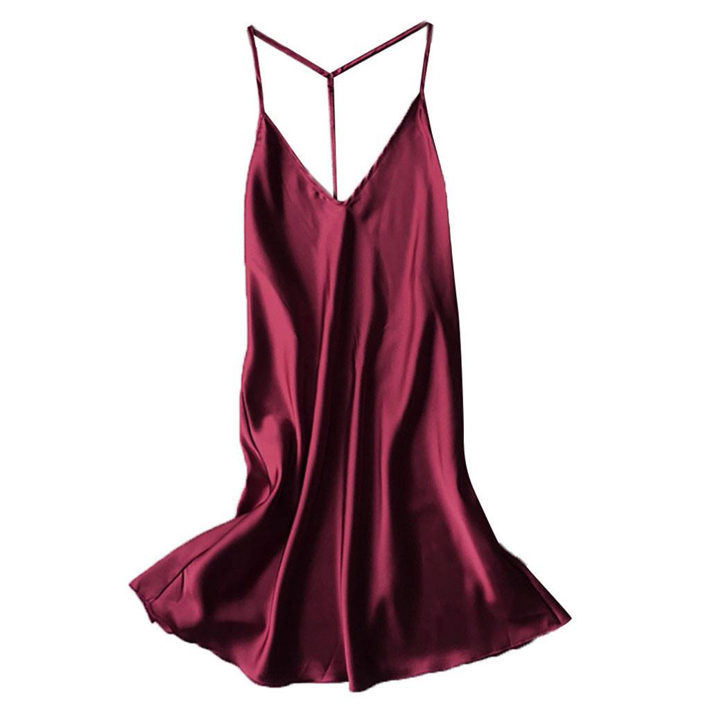 Women Sexy Satin Sleepwear Babydoll Lingerie Nightdress Pajamas