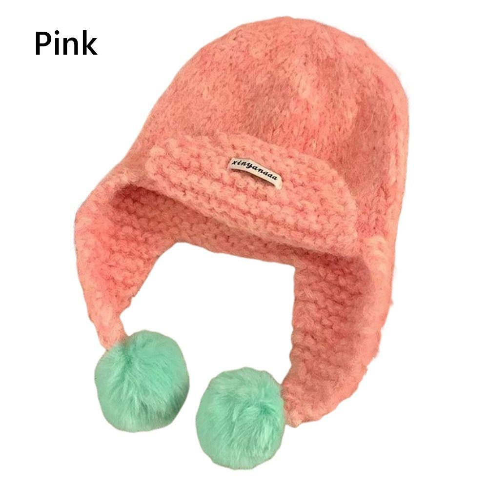 Warm Knitted Cap Polyester Earmuffs Hat High Quality Pullover Hat  Running Hiking