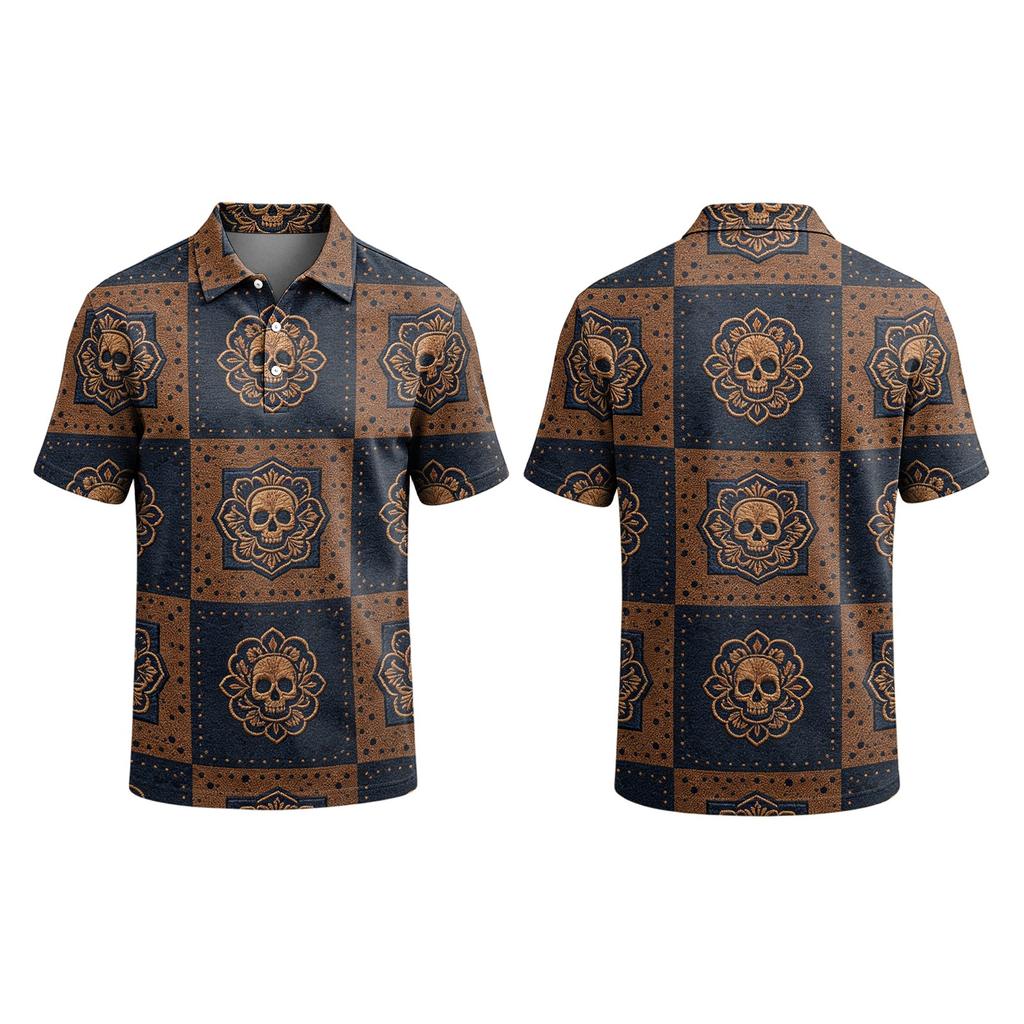 Men's Short Sleeve Shirt Halloween Print for Casual Parties and Daily Outings