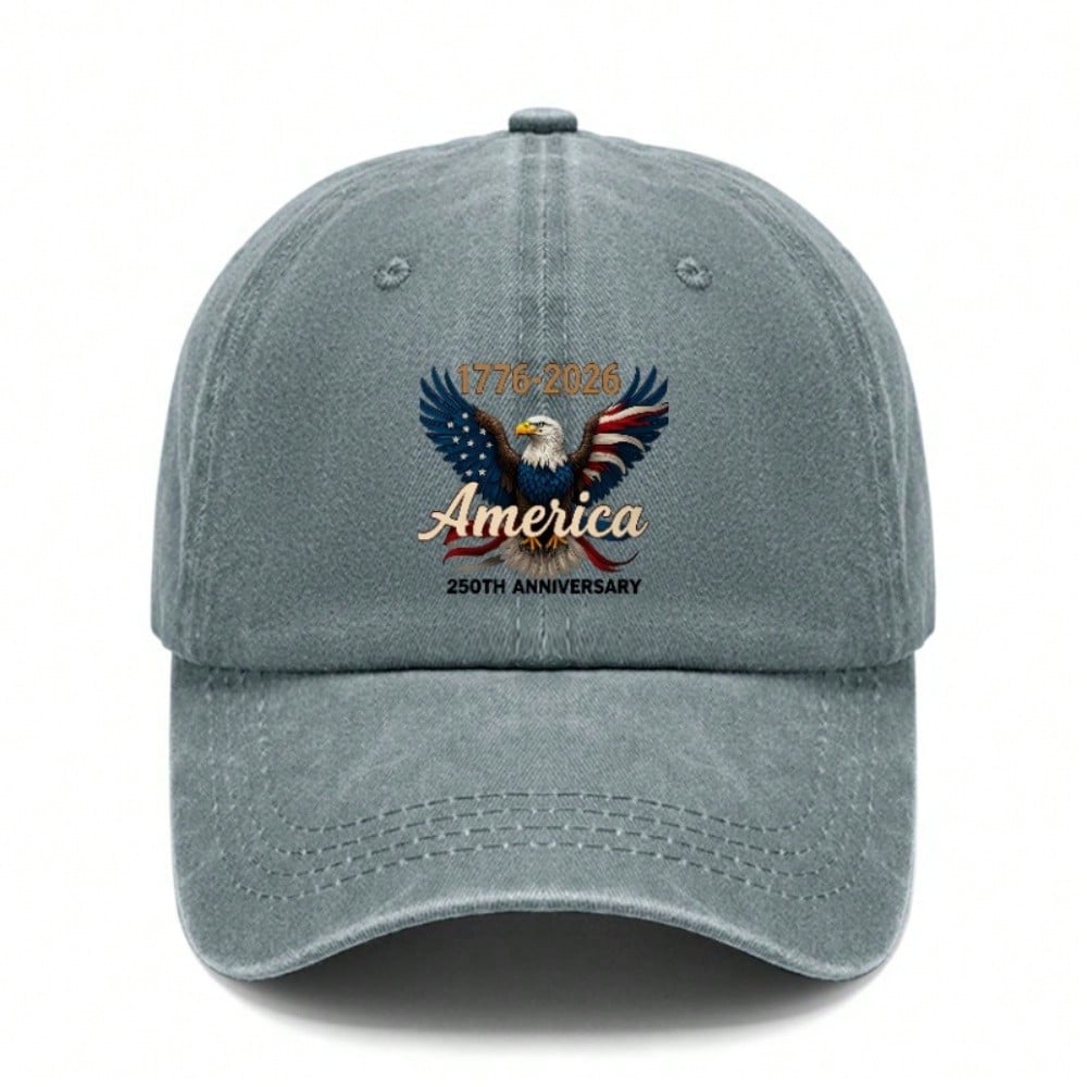 [Patriotic Baseball Cap] 250Th Anniversary AMERICA Eagle Print Polyester Adjustable Vintage Style Baseball Hat For July 4Th Independence Day Memorial