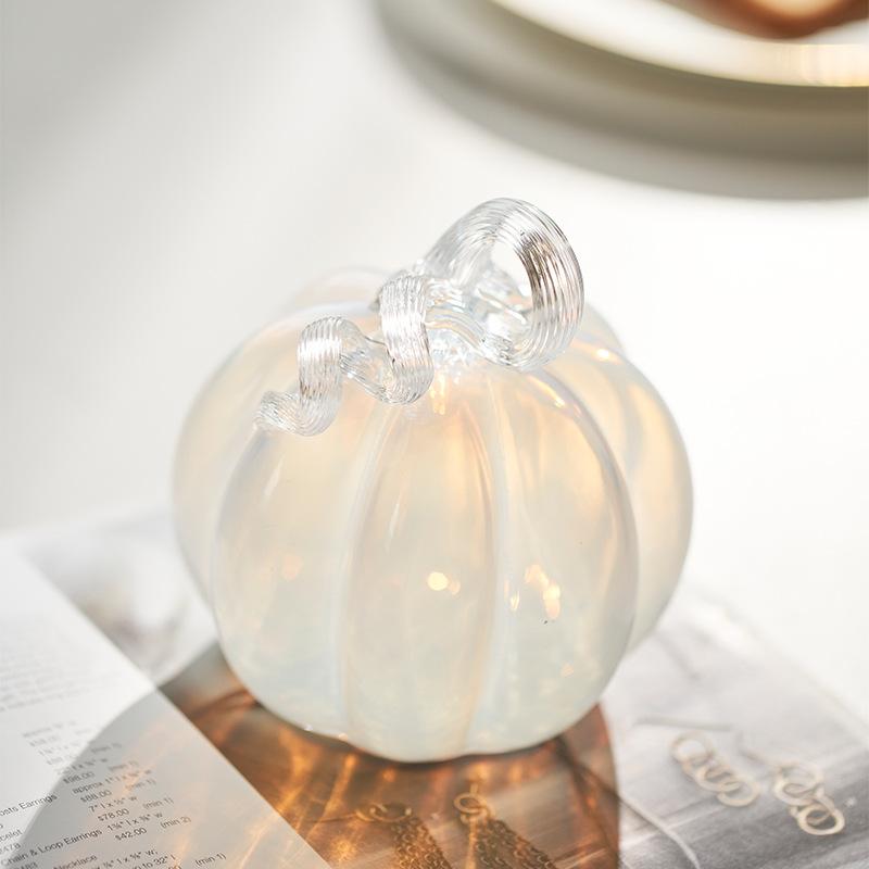 Glass Handicrafts Simulated Pumpkin Gradient Colored Glass Pumpkin Plant Ornaments Decorative Figurines Home Decoration