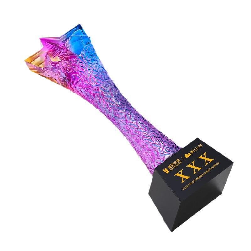 Colorful Crystal Trophy: Elite Business Annual Award for Outstanding Individuals & Teams