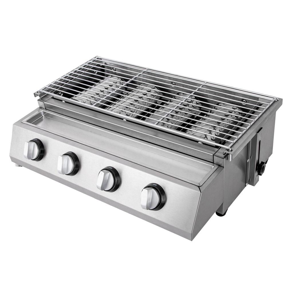 Portable 4 Burner Gas Cooktop BBQ Gas Grill Stove Outdoor LPG Burner Smokeless