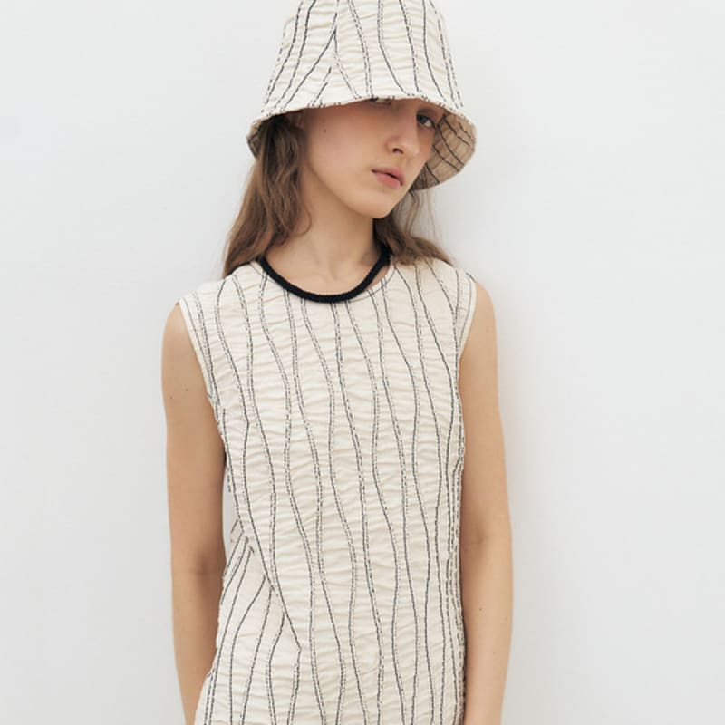 MOHAN TFR STITCH COTTON BUCKET HAT_IVORY