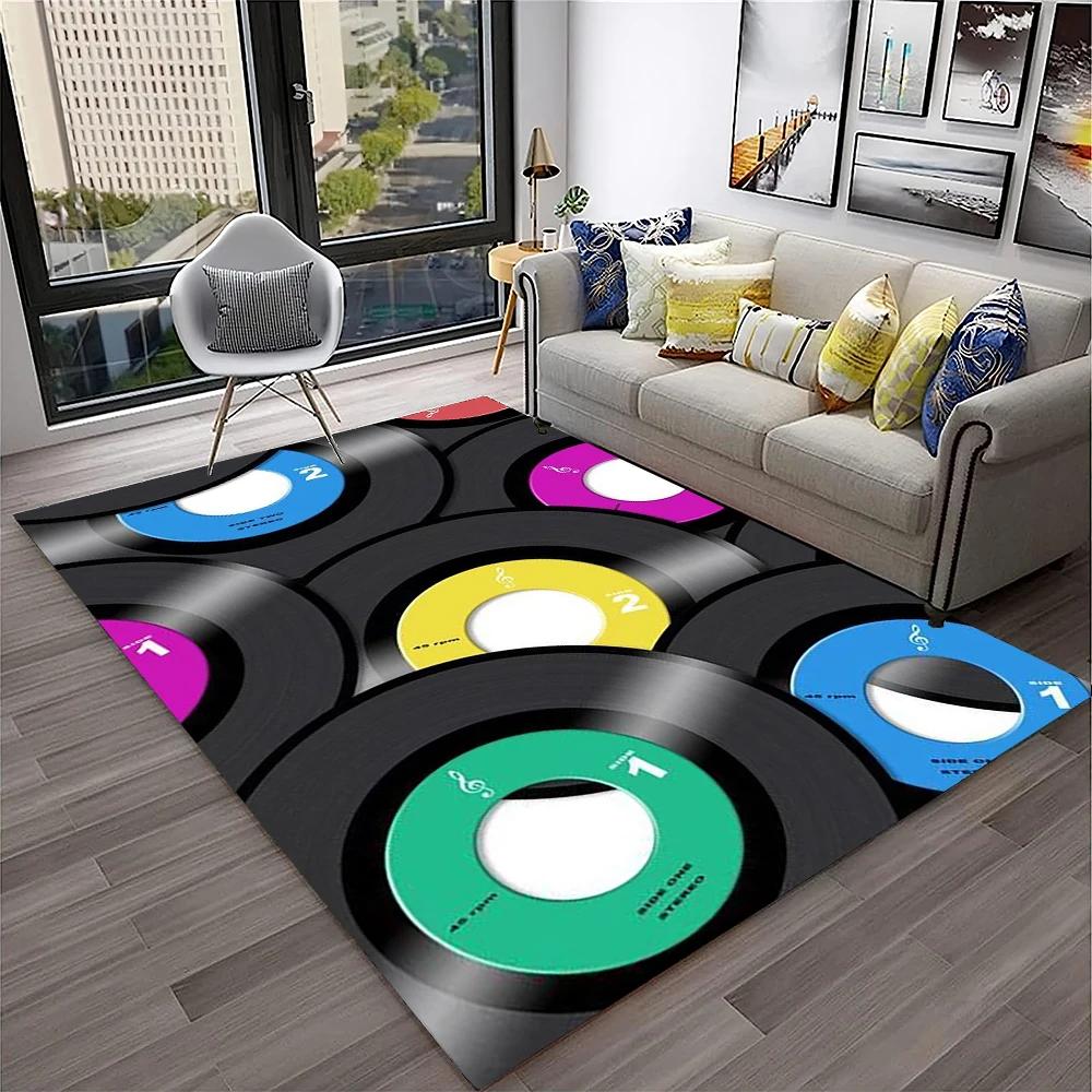 3D Retro Vinyl Record Music Art Carpet Rug for Home Living Room Bedroom Sofa Doormat Decor,Kid Play Area Rug Non-slip Floor Mat