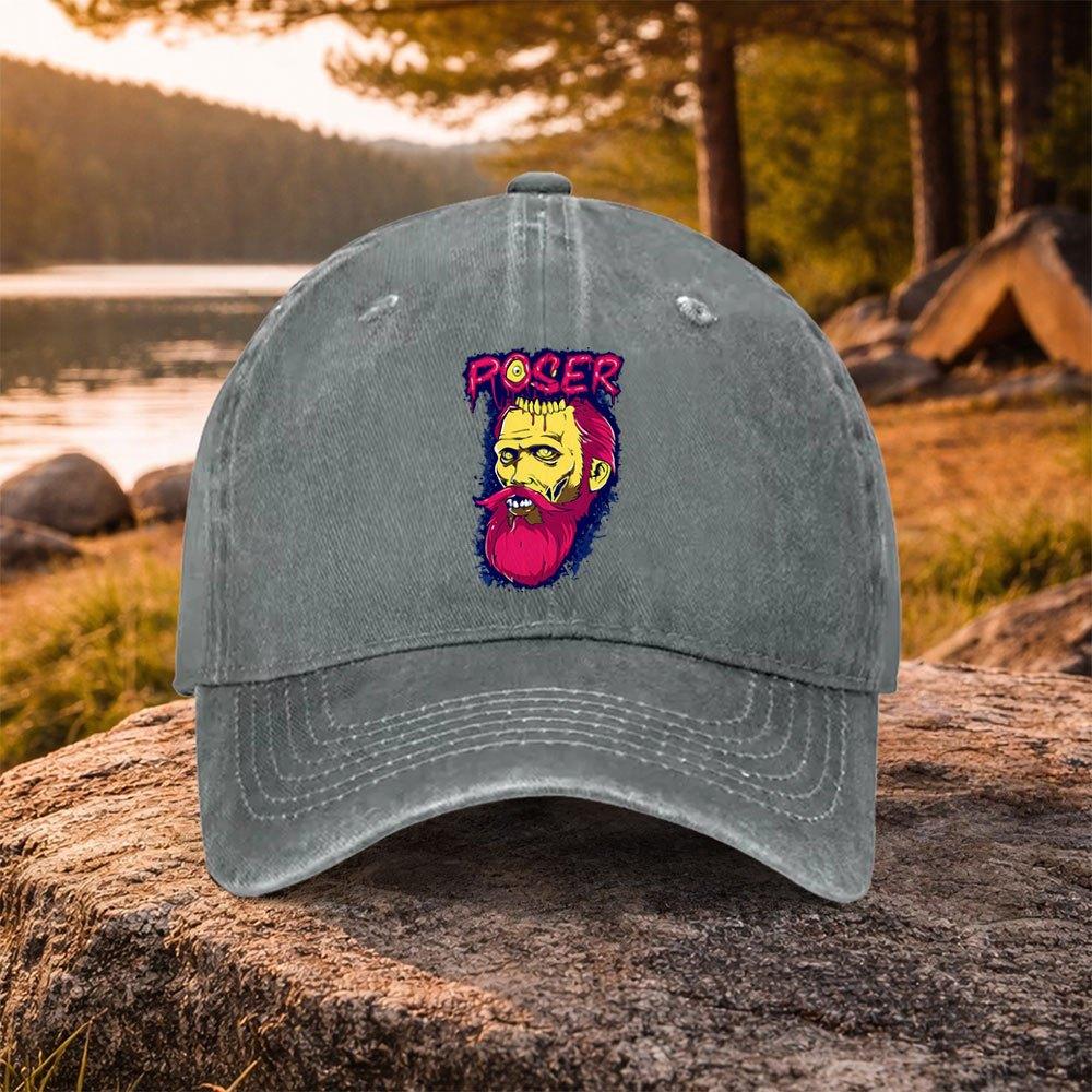ROSER Zombie Print Washed Duckbill Baseball Cap Adjustable Unisex Lightweight MachineWashable for Unisex Women