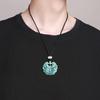 Premium Blue Jade Pixiu Ruyi Pendant Necklace with Leather Tassel
