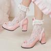 Women's Block Heels Mary Janes Lolitas Shoes 2025 Sweet Pink Black White Heeled Party Wedding Dance Shoes Female Large Size 45