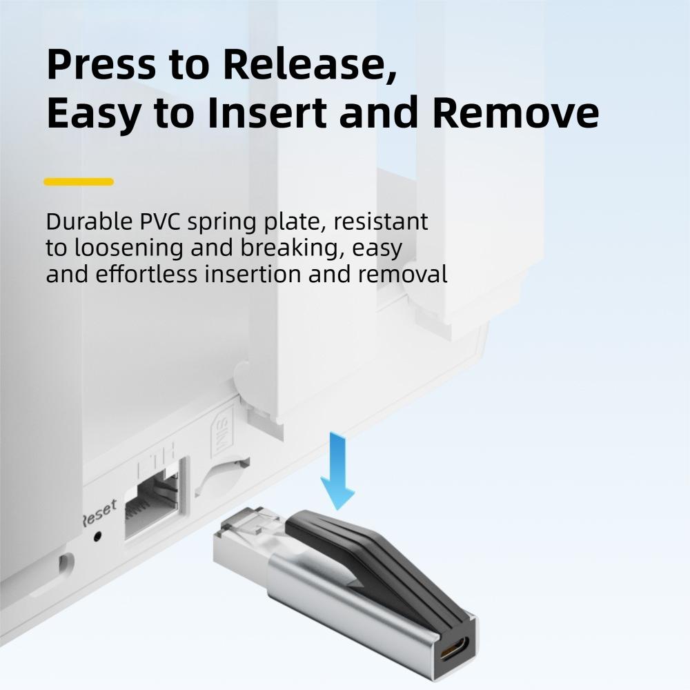 Slitinový USB C samice na RJ45 převodník Stabilní Type-C na síťový konektor pro router, notebook, tablet