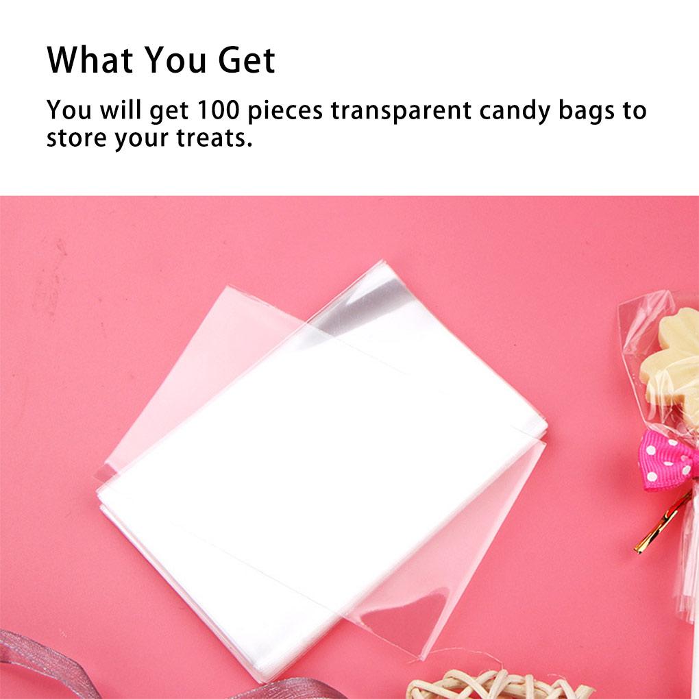 100 ks Průhledné sáčky na cukroví Plochý otevřený horní okraj OPP Celofánový obal na lízátka Dárkové balíčky na narozeninovou oslavu Ruční výroba DIY Čisté